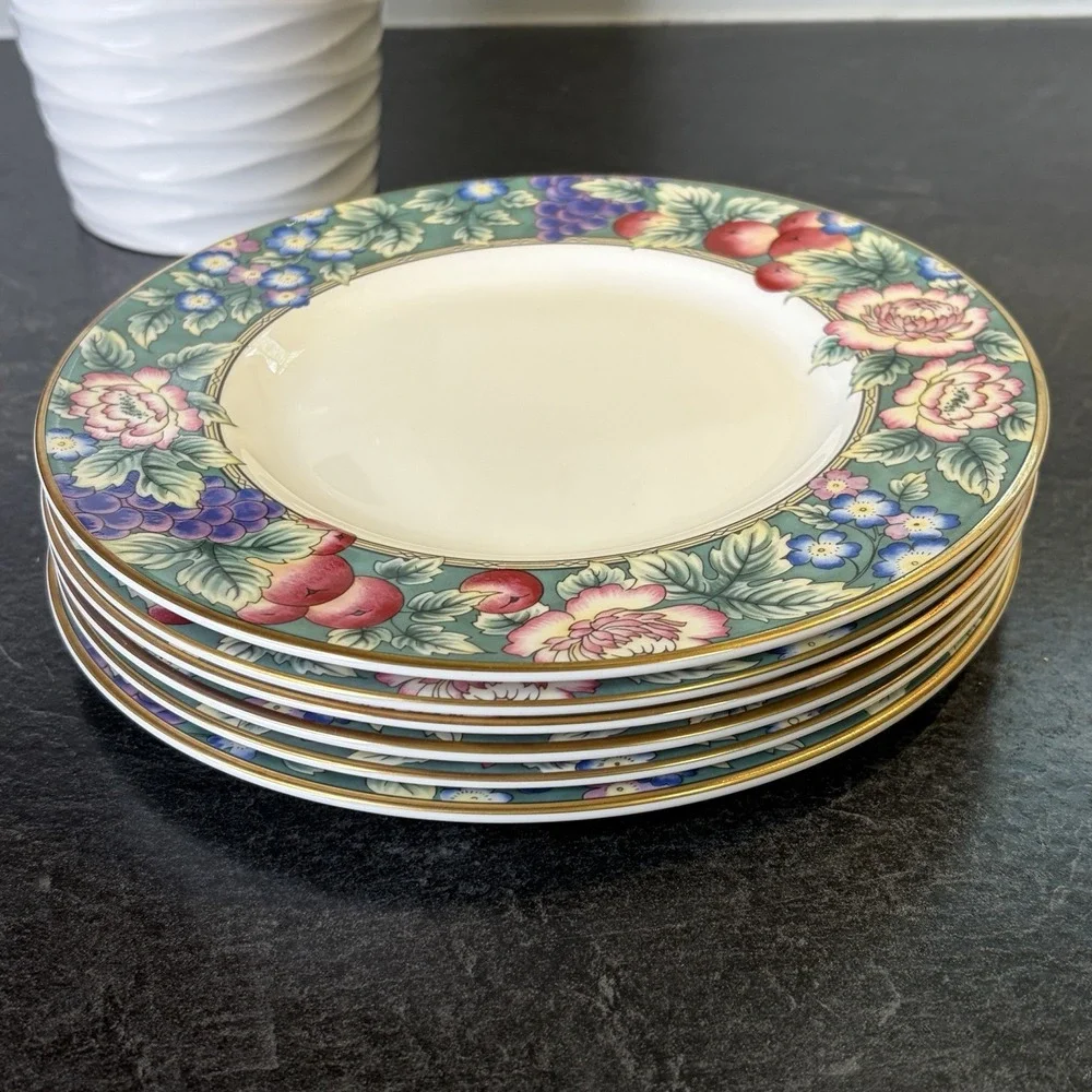 6- Royal Doulton ORCHARD HILL Bone‎ China Wide Band Accent Salad Plate 8
